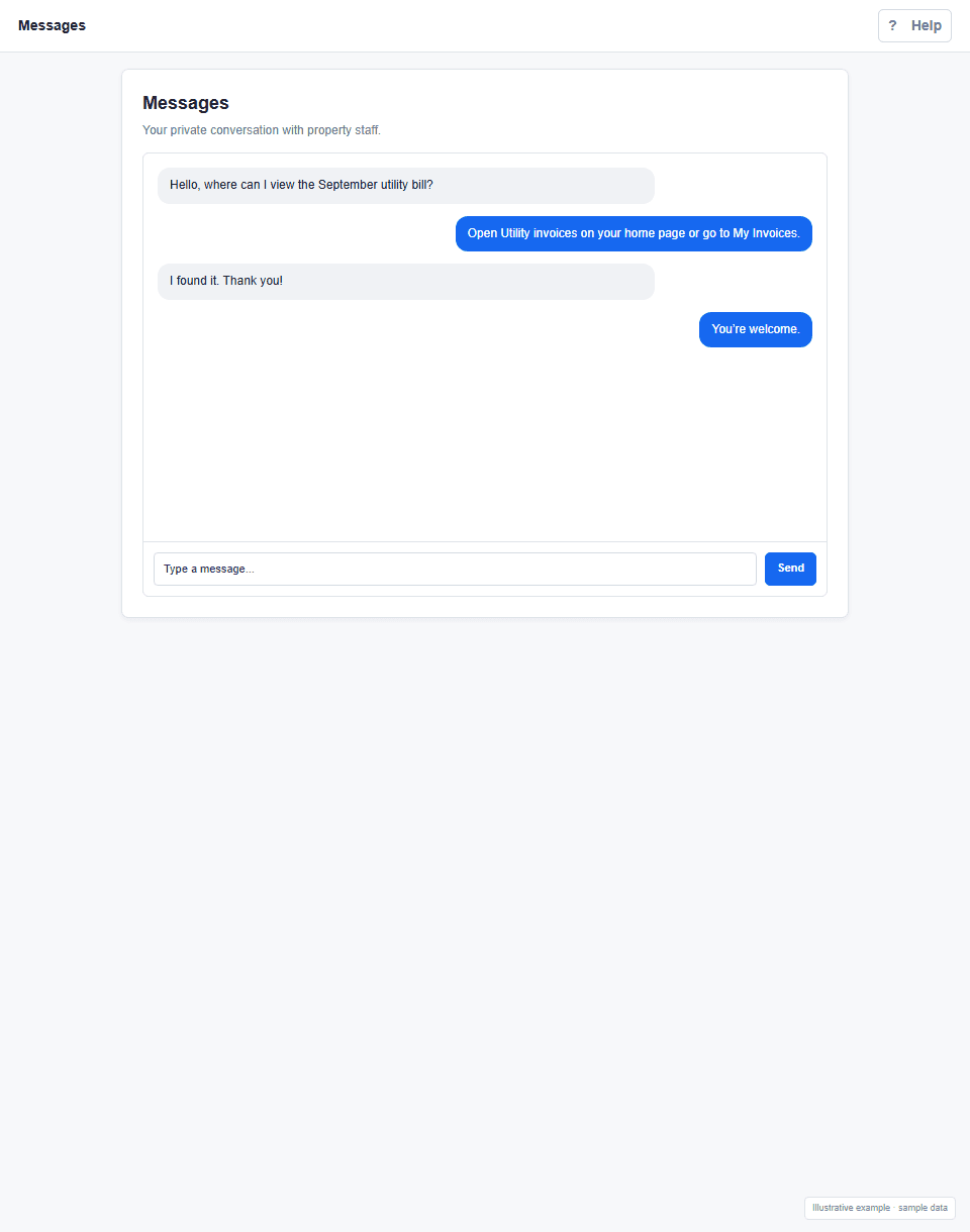 Messages screen example